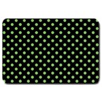 Polka Dots - Dollar Bill Green on Black Large Doormat