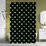 Polka Dots - Dollar Bill Green on Black Shower Curtain 48  x 72  (Small)