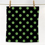 Polka Dots - Dollar Bill Green on Black Face Towel