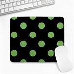 Polka Dots - Dollar Bill Green on Black Large Mousepad