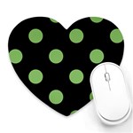 Polka Dots - Dollar Bill Green on Black Heart Mousepad