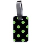 Polka Dots - Dollar Bill Green on Black Luggage Tag (Two Sides)