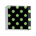 Polka Dots - Dollar Bill Green on Black 4 x 4  Acrylic Photo Block