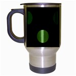 Polka Dots - Dollar Bill Green on Black Travel Mug (Silver Gray)