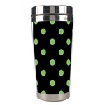 Polka Dots - Dollar Bill Green on Black Stainless Steel Travel Tumbler