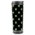 Polka Dots - Dollar Bill Green on Black Travel Tumbler