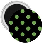 Polka Dots - Dollar Bill Green on Black 3  Magnet