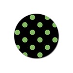 Polka Dots - Dollar Bill Green on Black Magnet 3  (Round)