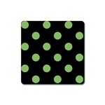 Polka Dots - Dollar Bill Green on Black Magnet (Square)