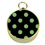 Polka Dots - Dollar Bill Green on Black Gold Compass