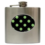 Polka Dots - Dollar Bill Green on Black Hip Flask (6 oz)