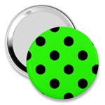 Polka Dots - Black on Neon Green 3  Handbag Mirror
