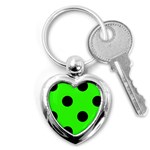 Polka Dots - Black on Neon Green Key Chain (Heart)
