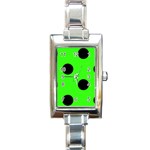Polka Dots - Black on Neon Green Rectangle Italian Charm Watch