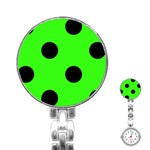 Polka Dots - Black on Neon Green Stainless Steel Nurses Watch