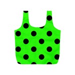 Polka Dots - Black on Neon Green Full Print Recycle Bag (S)