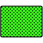 Polka Dots - Black on Neon Green Fleece Blanket (Large) (One Side)