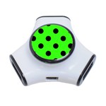 Polka Dots - Black on Neon Green Portable USB Hub (One Side)