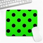 Polka Dots - Black on Neon Green Large Mousepad
