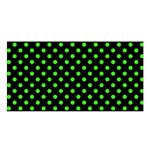 Polka Dots - Neon Green on Black Satin Shawl