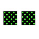 Polka Dots - Neon Green on Black Cufflinks (Square)