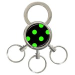 Polka Dots - Neon Green on Black 3-Ring Key Chain