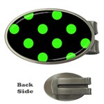 Polka Dots - Neon Green on Black Money Clip (Oval)