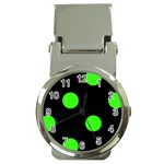 Polka Dots - Neon Green on Black Money Clip Watch