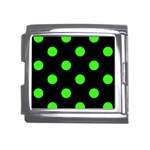 Polka Dots - Neon Green on Black Mega Link Italian Charm (18mm)