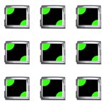 Polka Dots - Neon Green on Black Mega Link Italian Charm (9 pack)