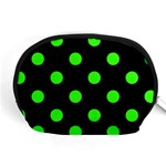 Polka Dots - Neon Green on Black Accessory Pouch (Medium)