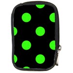 Polka Dots - Neon Green on Black Compact Camera Leather Case