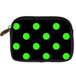 Polka Dots - Neon Green on Black Digital Camera Leather Case