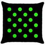 Polka Dots - Neon Green on Black Throw Pillow Case (Black)
