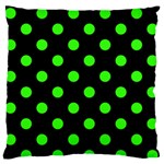 Polka Dots - Neon Green on Black Standard Flano Cushion Case (One Side)