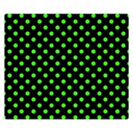 Polka Dots - Neon Green on Black Double Sided Flano Blanket (Small)