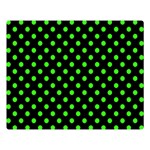 Polka Dots - Neon Green on Black Double Sided Flano Blanket (Large)