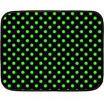 Polka Dots - Neon Green on Black Double Sided Fleece Blanket (Mini)