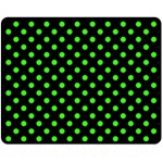 Polka Dots - Neon Green on Black Fleece Blanket (Medium) (One Side)