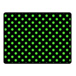 Polka Dots - Neon Green on Black Fleece Blanket (Small) (One Side)