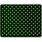 Polka Dots - Neon Green on Black Double Sided Fleece Blanket (Medium) (Two Sides)
