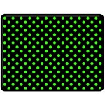 Polka Dots - Neon Green on Black Double Sided Fleece Blanket (Large) (Two Sides)