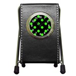 Polka Dots - Neon Green on Black Pen Holder Desk Clock