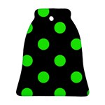 Polka Dots - Neon Green on Black Ornament (Bell)
