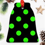 Polka Dots - Neon Green on Black Bell Ornament (Two Sides)