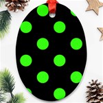 Polka Dots - Neon Green on Black Ornament (Oval)