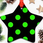 Polka Dots - Neon Green on Black Ornament (Star)