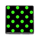Polka Dots - Neon Green on Black Memory Card Reader (Square)
