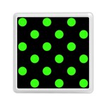 Polka Dots - Neon Green on Black Memory Card Reader with Storage (Square)