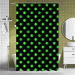 Polka Dots - Neon Green on Black Shower Curtain 48  x 72  (Small)